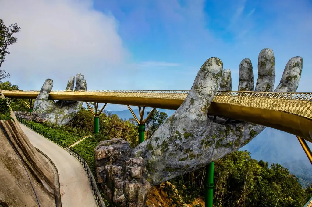 The Golden Bridge held up by stone hands, Ba Na Hills